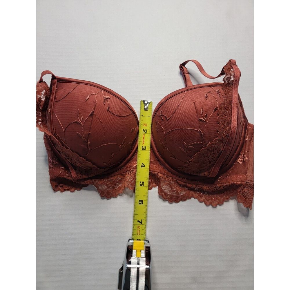 Lattelier Burnt Orange 75D Cup (US 34C) Adjustable Strap Floral Lace Bra - Picture 4 of 7